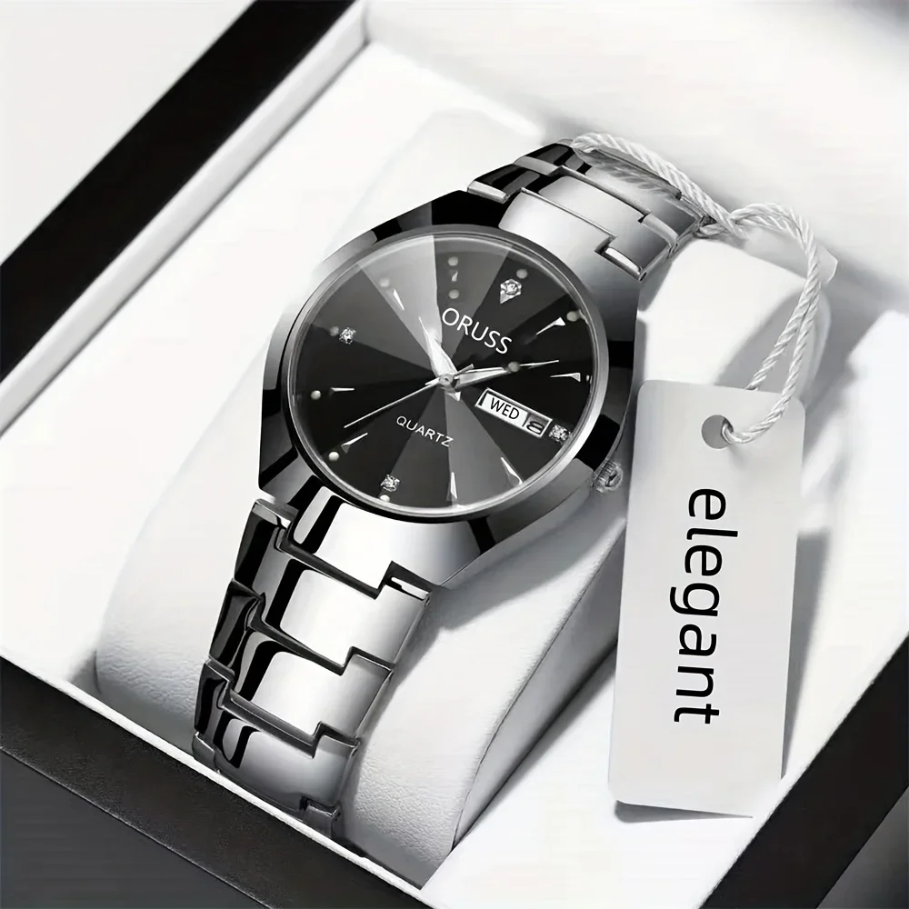 2pcs Couples Dial Cutting Quartz Watch Business Fashion Analog Calendar Wrist Watch Valentines Gift For Men Women Date Watch