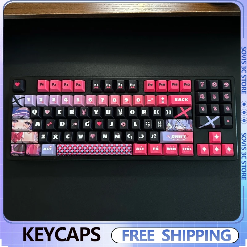 

Колпачки для клавиш с кроличьими отверстиями, аниме PBT Dye-sub-12, колпачки для клавиш с вишневым профилем для механической клавиатуры, колпачки для ключей на заказ, игровой аксессуар