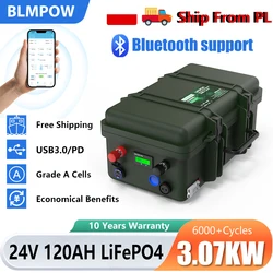 LiFePO4 24V 100AH 120AH 150AH Battery Pack 25.6V Lithium Battery 6000+ Cycles With Bluetooth BMS Grand A Cell For Boat RV NO TAX