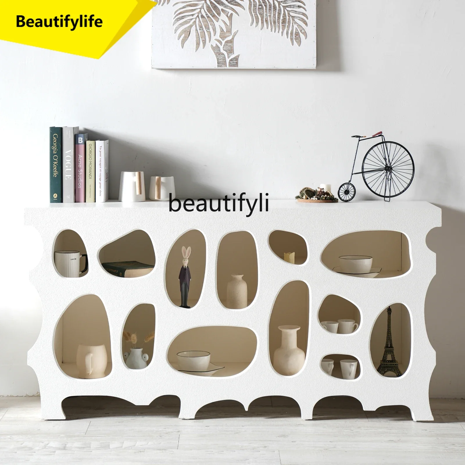 

LL A57 Cream Wind Living Room Entrance Cabinet White Shoe Cabinet Storage Living Room Bedroom Storage Cave Cabinet