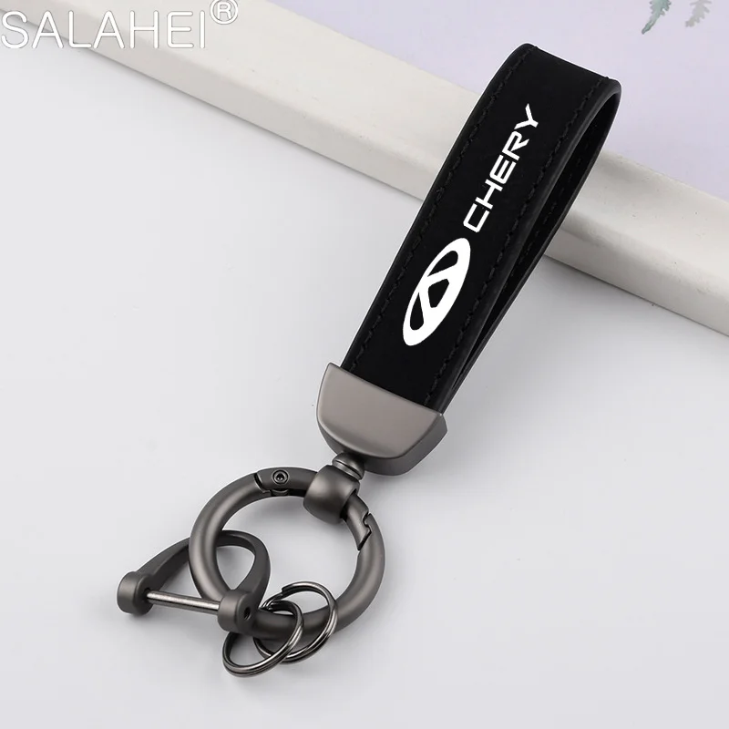 Suede Car Keychain Ring Vintage Leather Zinc Alloy Key Chain For Chery Tiggo 5 2 3 7 PRO 8 5X IQ QQ Fulwin Face Arrizo A1 A3 A5