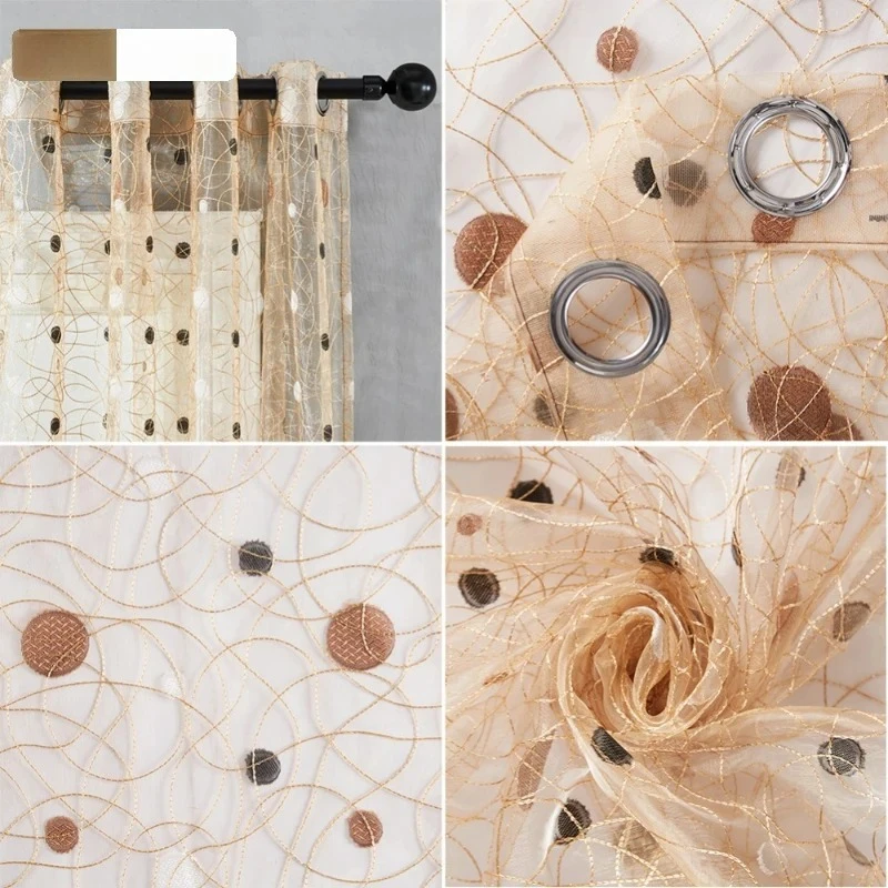 

Жаккардовые тюлевые шторы в горошек для гостиной, столовой, спальни, современные вышитые тюлевые занавески на окна