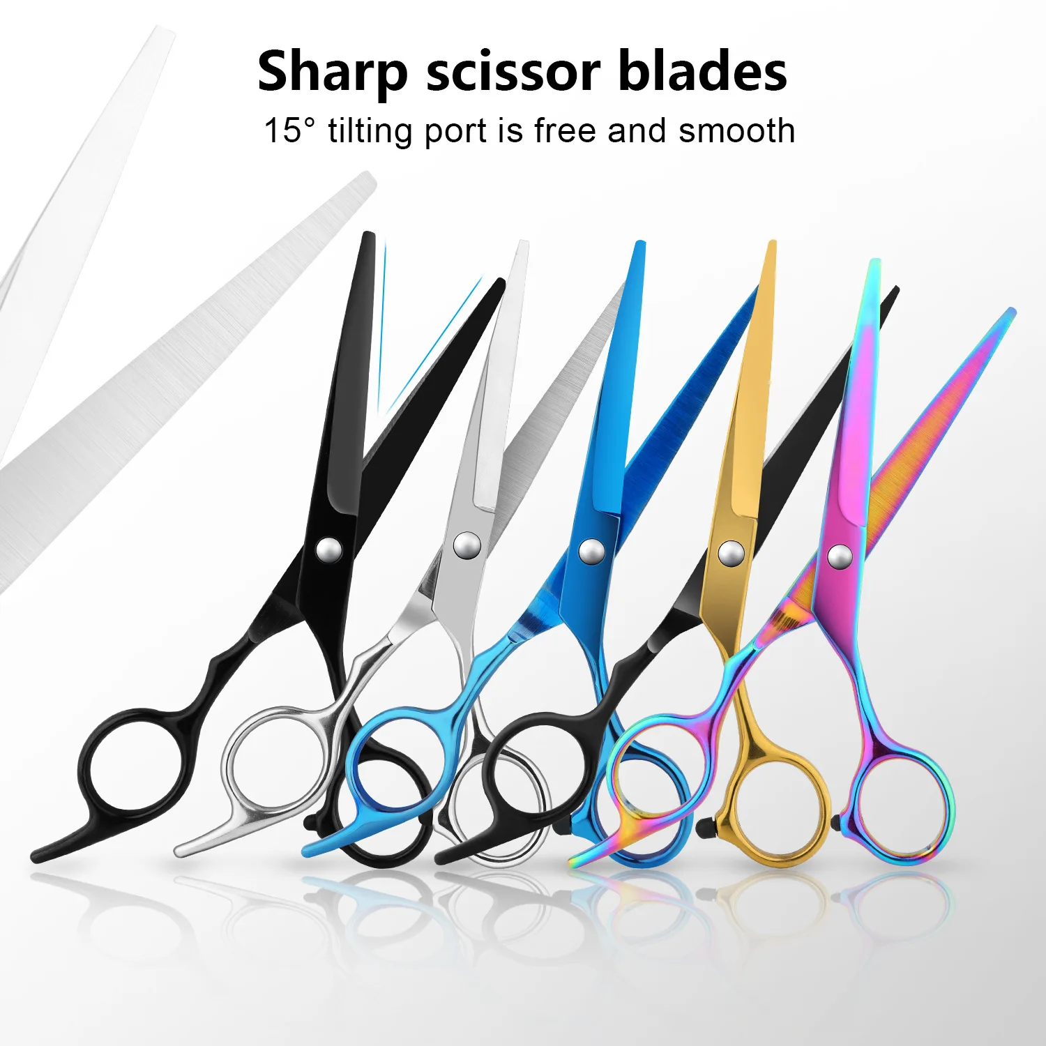 مجموعة مقصات قص الشعر الاحترافية من HIENA 15 °   ماكينة تشذيب الشعر ذات الشفرات الحادة للرجال والنساء، مجموعة أدوات قص الشعر المتينة المصنوعة من سبائك الزنك