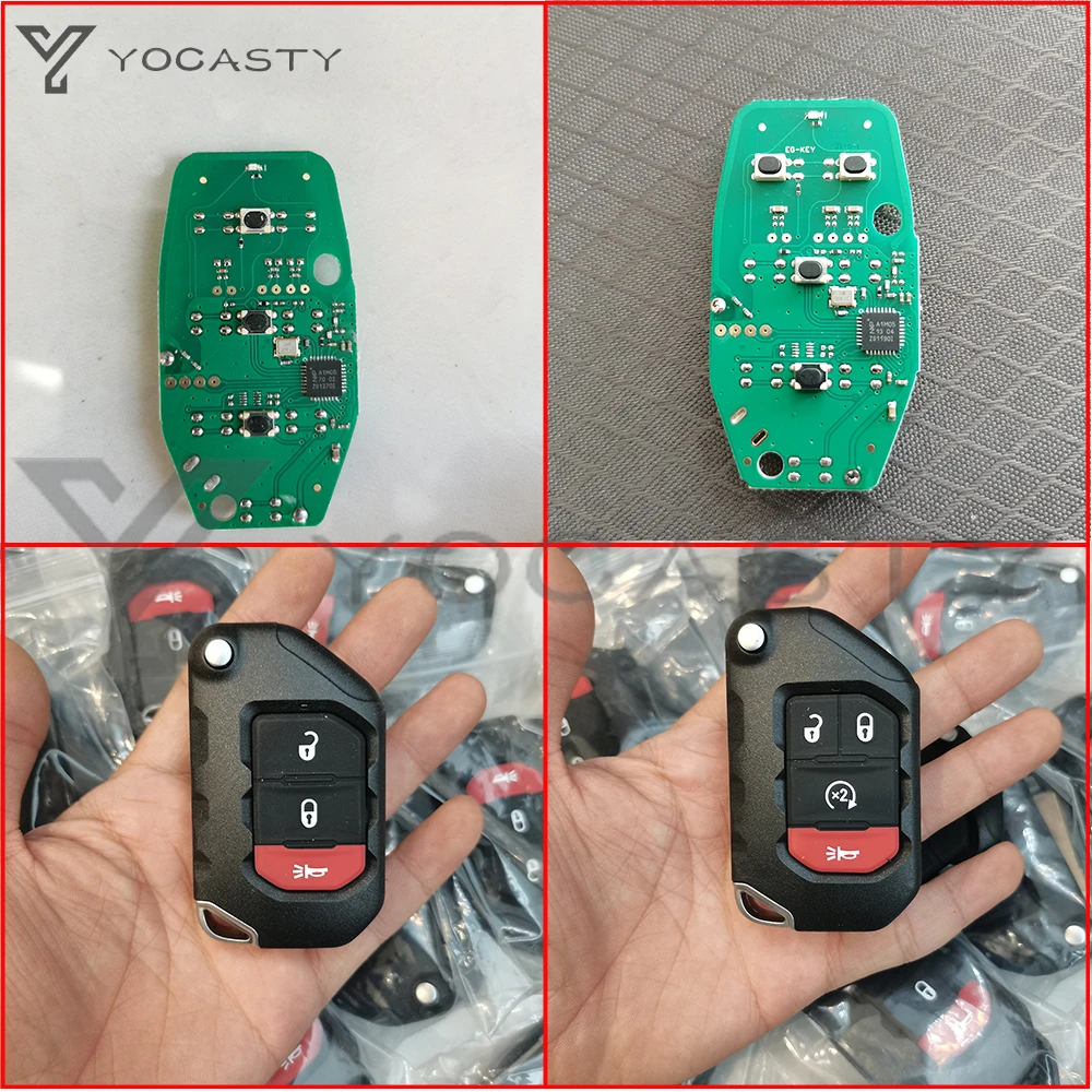 YOCASTY OHT1130261 68416-782AA 3Btn Keyless Flip Smart Key 433MHz With OEM PCF7939M Chip For 2018 2019 Jeep Wrangler 68416-782AA