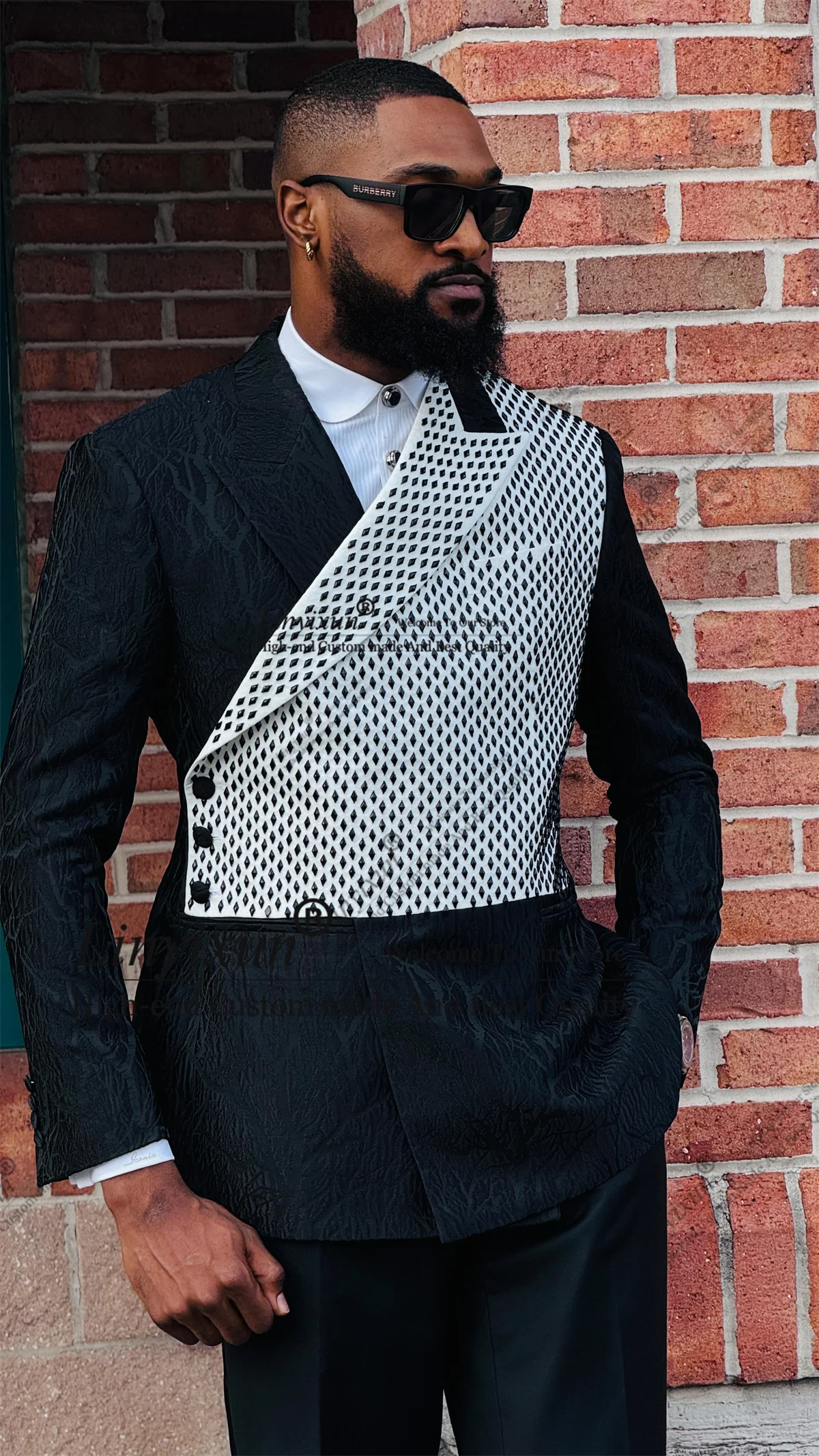 وسيم مطرز الماس الرجال الدعاوى 2 قطع الزفاف العريس سهرة سليم صالح الجاكار الذكور حفلة موسيقية السترة مخصص زي أوم