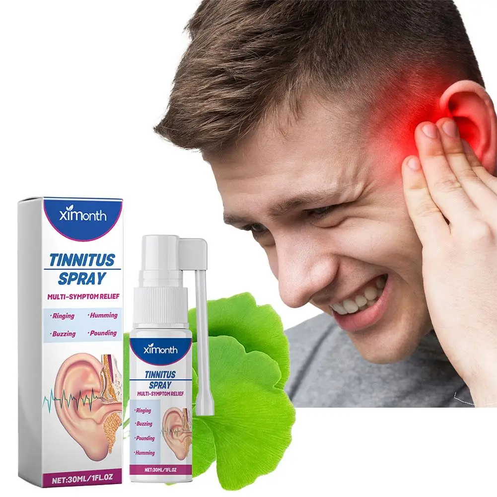 30ml Tinnitus Spray Ear ring Relief alleviare la cura dell'udito dell'orecchio pulizia delle orecchie soluzione gocce disagio orecchio duro alleviare W6N6