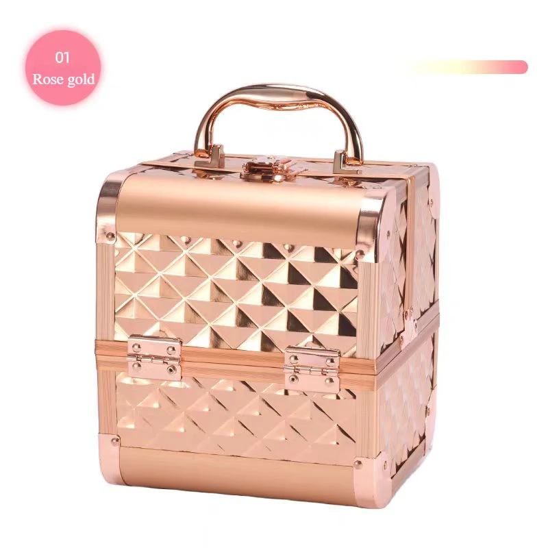 Multi Functional Carrying Case,Portable Makeup Case, Large Capacity with Mirror, Three-layer Beauty Nail and Eyelash Makeup Case