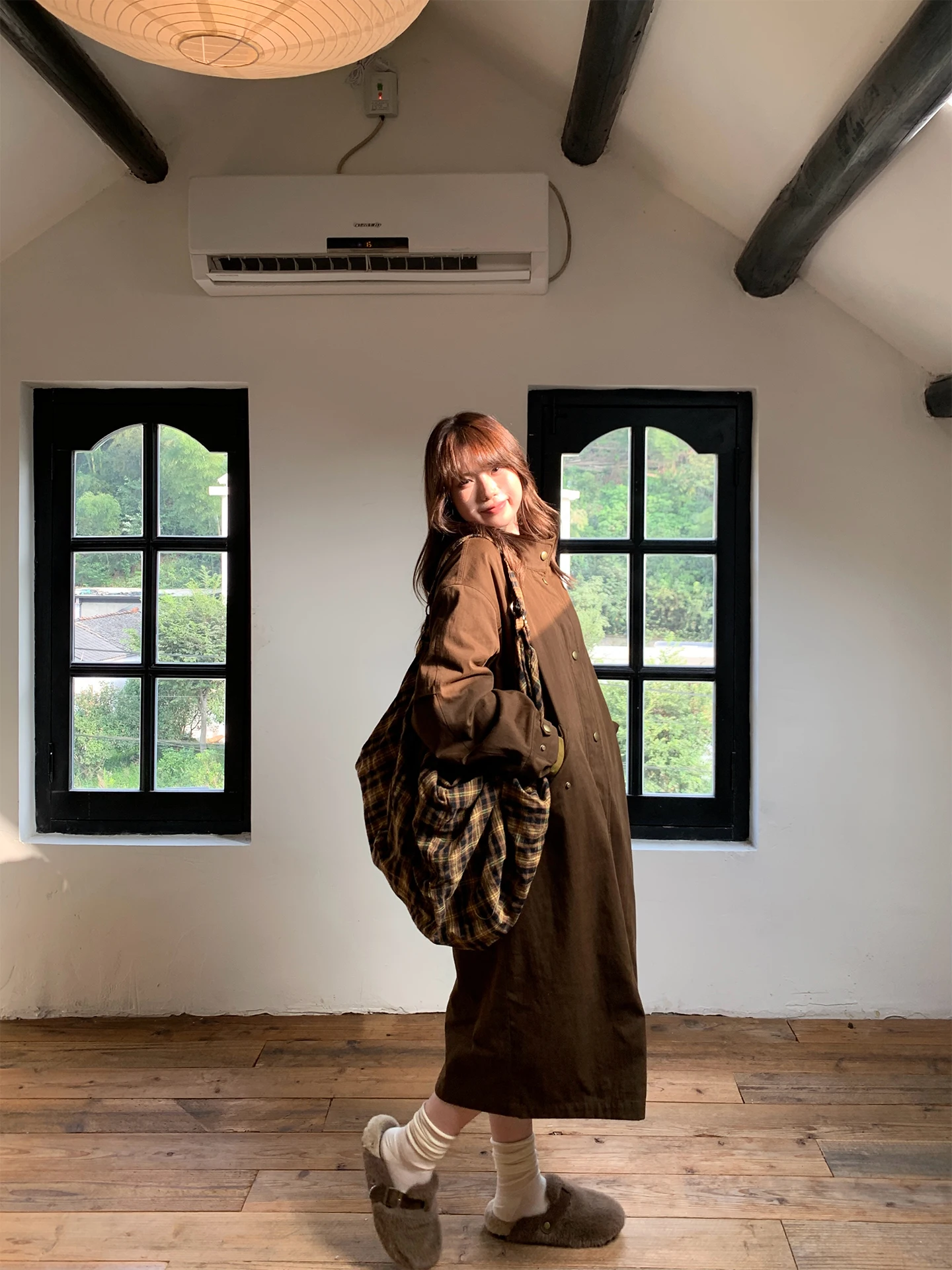 

Adjustable Dstring Collar Long Fce Lined Jaet Vegetable Orbs Lazy Sle Sand Dune Sunset Outerwear Women's Faion