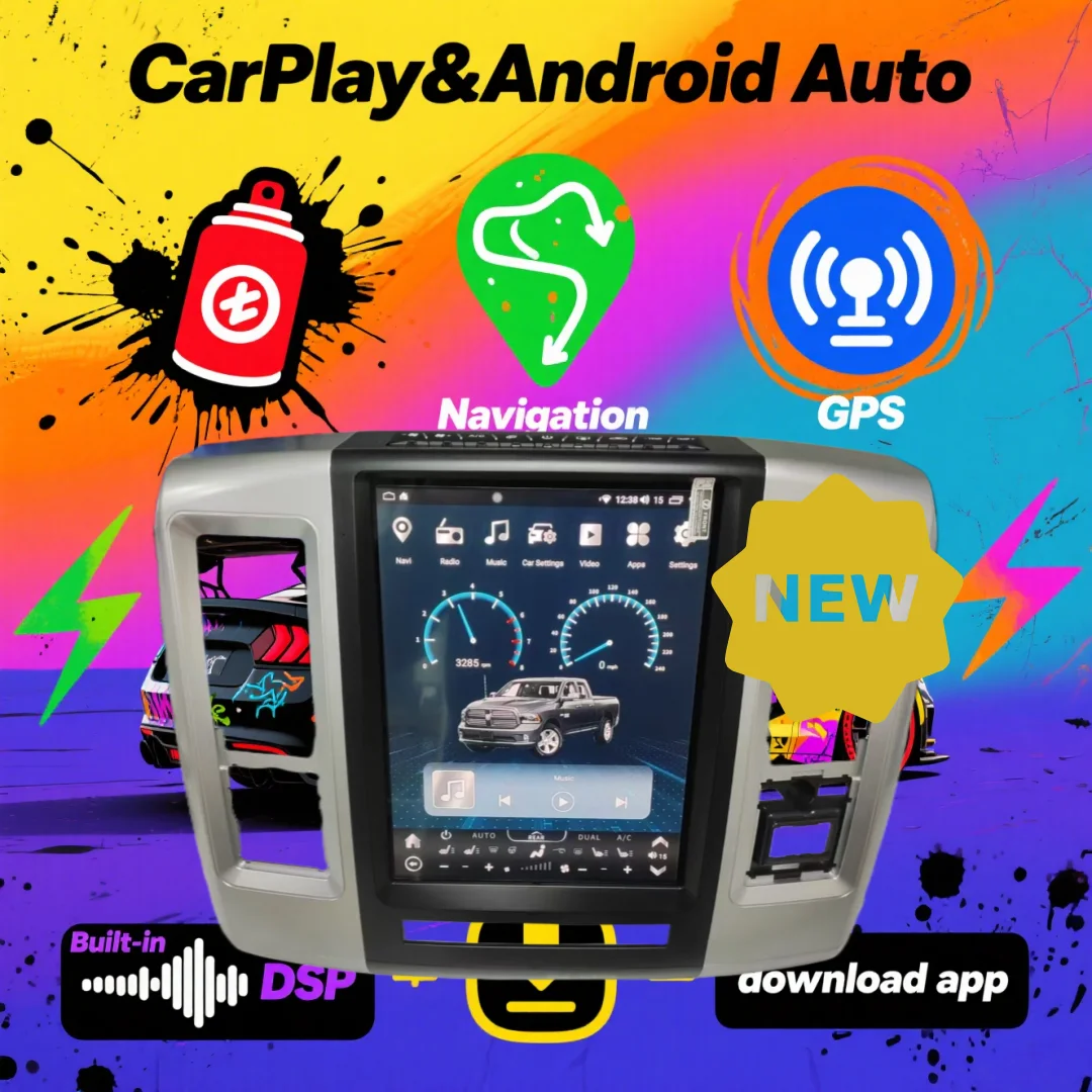 12.1 inch auto multimedia For DODGE RAM 1500 2500 2008-2018 CarPlay GPS Navigation Android Audio android receiver Vertical style