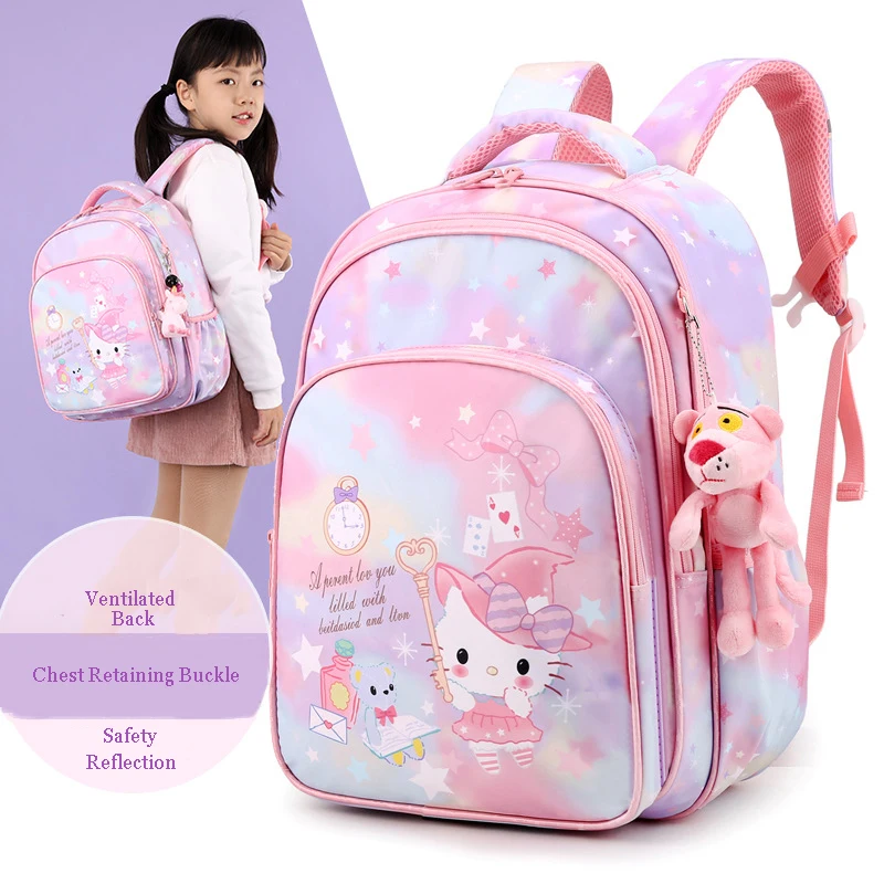 

Miniso Hello Kitty Kindergarten 3-6 Grade Girls Schoolbag Children Cartoon School Book Bag Kids Backpack Waterproof Lighten Gift