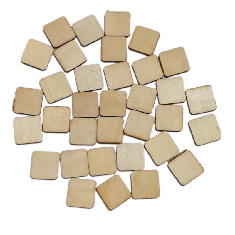 100pcs 20mm Unfinished Wood Pieces Blanks Wood Squares Round Corner Wooden Cutouts for DIY  Craft Laser Engraving Carving