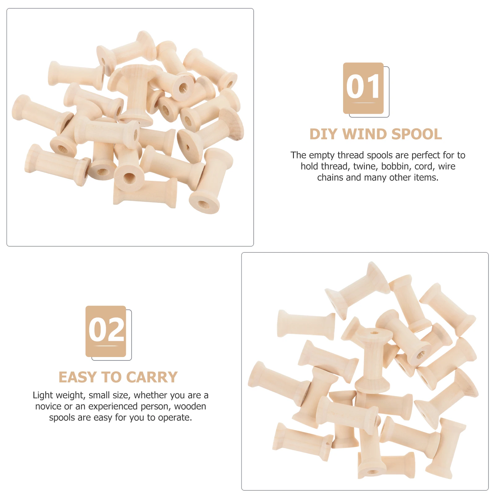 

40 Pcs Wooden Spools Craft Supplies 4 7x3 2CM 4 7x2 5CM Unfinished Thread Holder Embroidery Sewing Knitting DIY Accessories