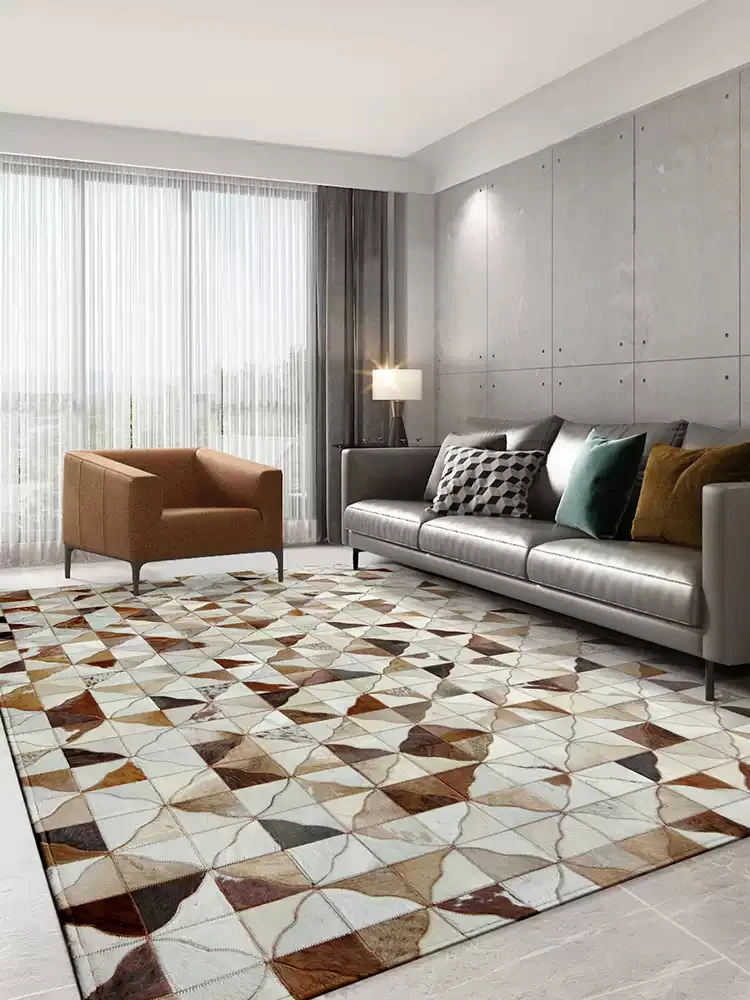 Высококачественный ковер из воловьей кожи, сшитый вручную Американский роскошный фотоковрик, модель журнальный столик для гостиной может быть настроена