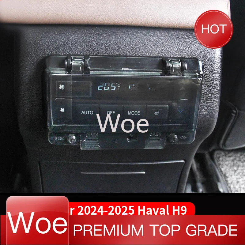 Woe Car Rear air conditioning panel anti-kick cover For Haval H9 2024 2025 switch protection box defrost switch anti-touch cover