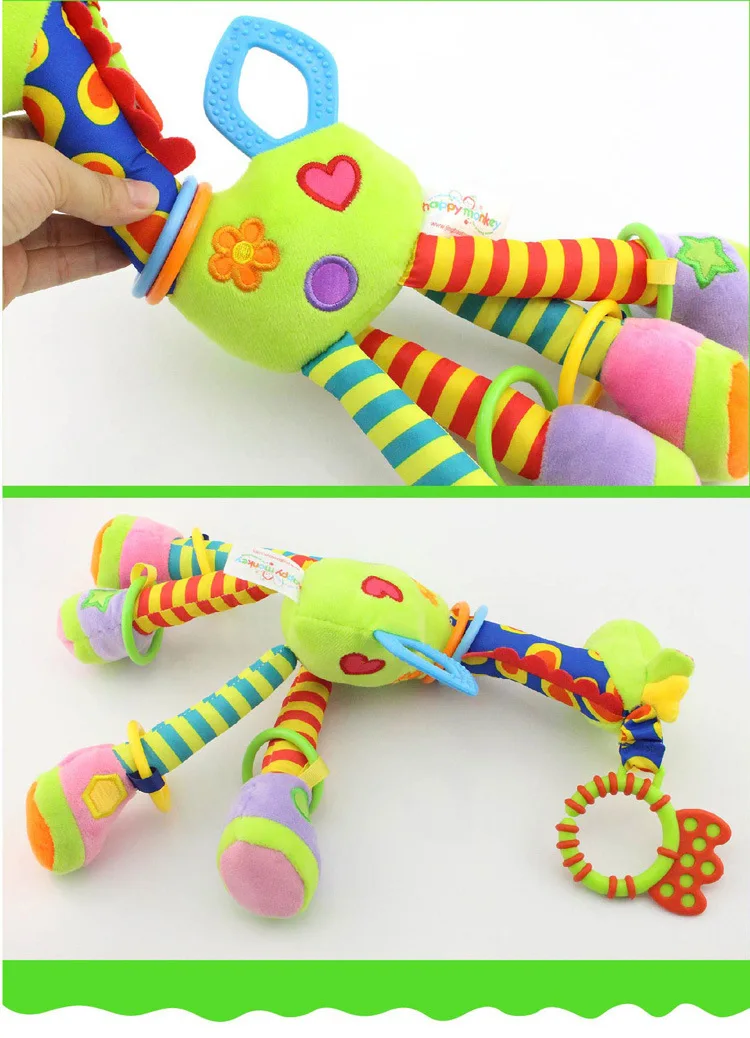 لينة الزرافة الحيوان أجراس خشخيشات أفخم الرضع تطوير الطفل مقبض اللعب مع عضاضة لعبة طفل لهدايا الوليد #3