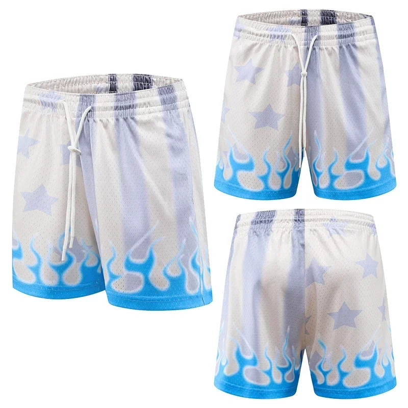 Men's Basketball Shorts, Breathable Mesh Quick Drying Tie Dyed Sports Pants, Casual and Fashionable Summer Capris