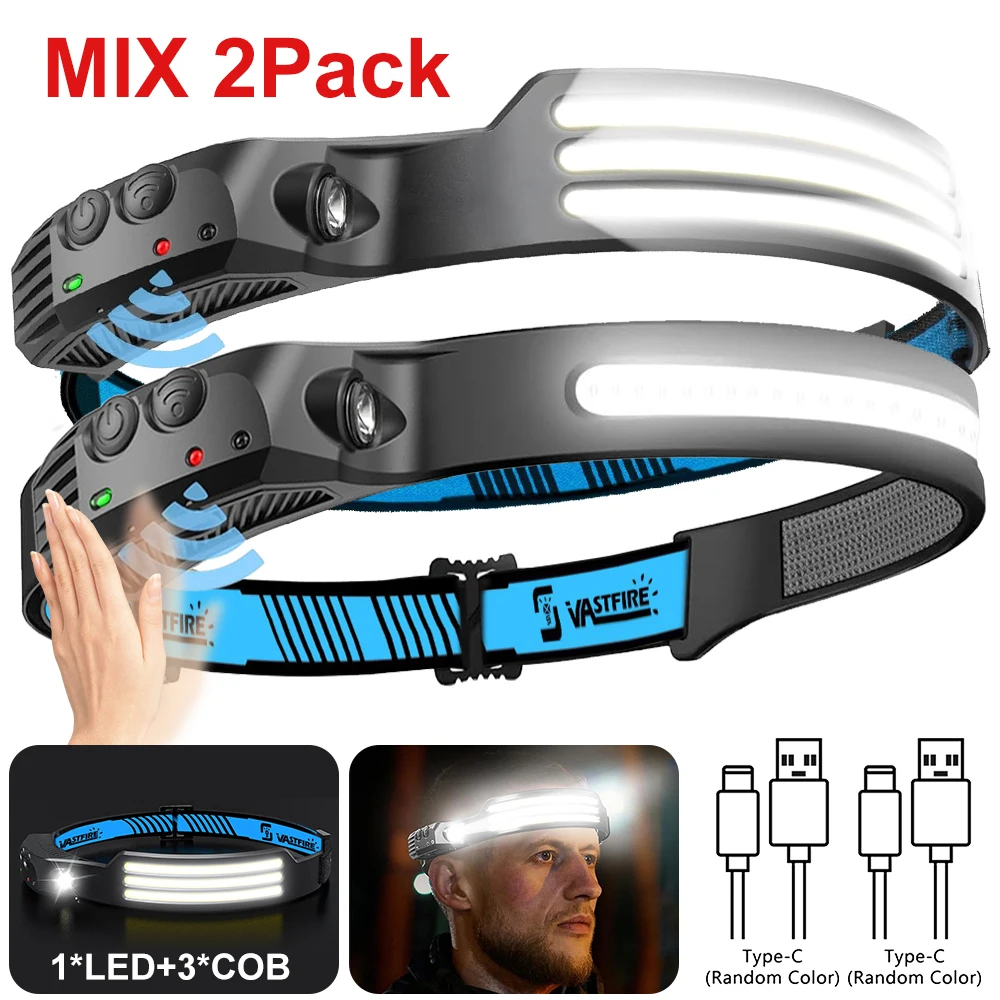 Inductiekoplamp COB + LED-kopzaklamp Ingebouwde batterij USB Oplaadbaar Buiten Waterdicht Kamperen Vissen Werklantaarn ﻿ - afbeelding 1
