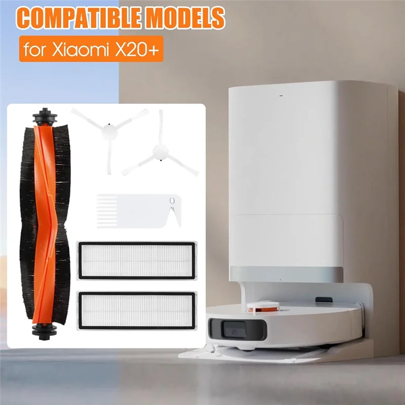 مجموعة الملحقات لأجزاء المكنسة الكهربائية الروبوتية Xiaomi X20+ X20 Plus ملحقات فلتر Hepa للفرشاة الجانبية الرئيسية