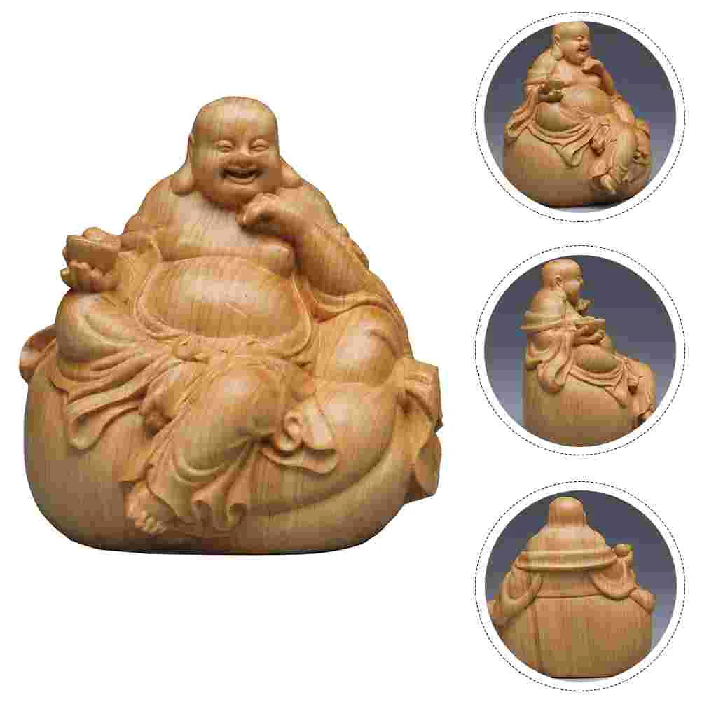 

Maitreya Statue Decoration Desktop Modeling Adornment Wood Mini Home Craft