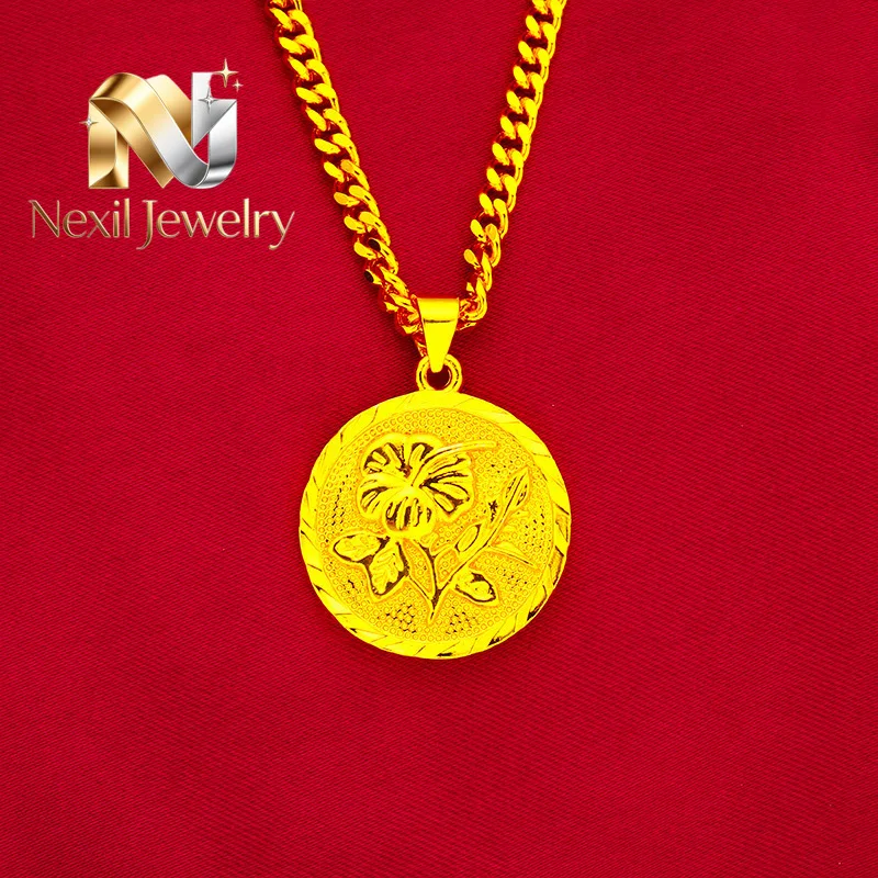 Nexil Jewelry   Nexil Jewelry  Ins Rose Chain Flower Gold Flat Necklace! 24K Gold AU999 Women's, Hollow Chain Flower Translucent