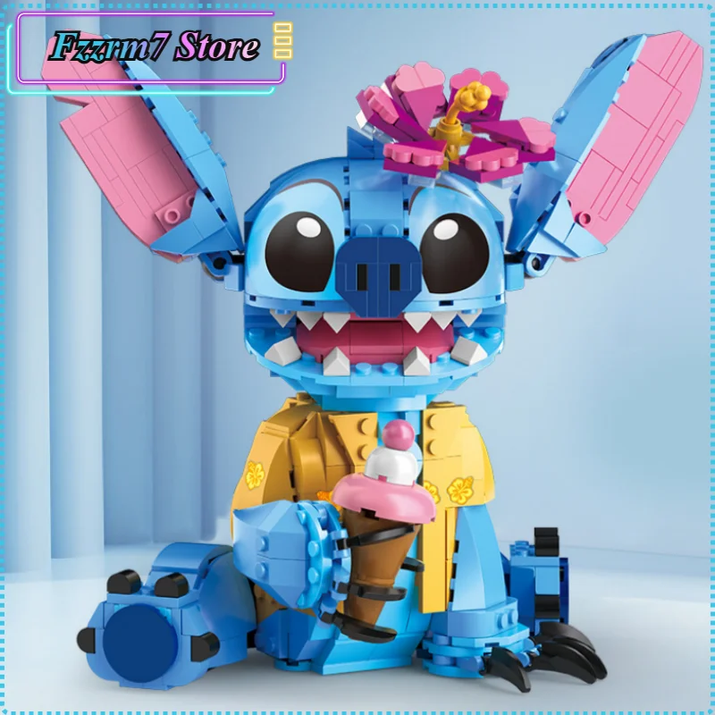 Cute Cartoon Image Stitch Hawaiian Style 744pcs Assembled Domino Model Children'S Educational Luminous Toys Kid'S Birthday Gift