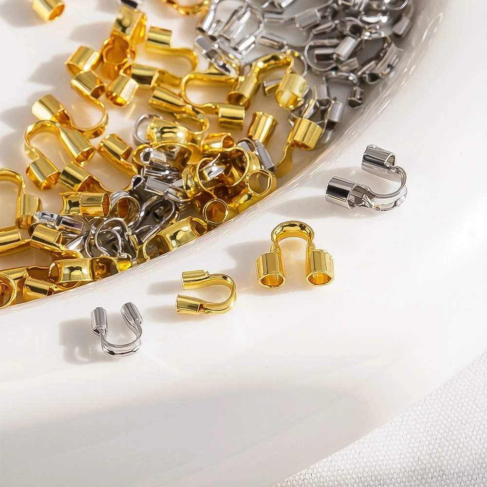 50pcs 18K Gold Plated Wire Guardian Wire Protectors U Shape Clasp Connector Loops for DIY Jewelry Making Accessories Wholesale