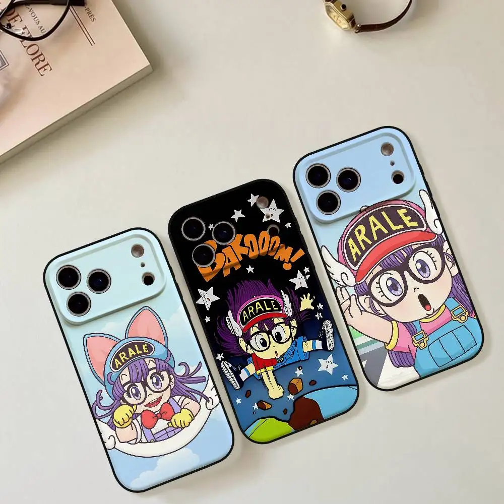 Funda para teléfono con diseño de anime A-Arale para iPhone 17, 16, 15, 14, 13, 12, 11 PRO MAX PLUS, Mini, de TPU, suave y agradable al tacto.