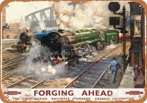 Forging Ahead First British Railways Locomotive metal tin sign walls of decor