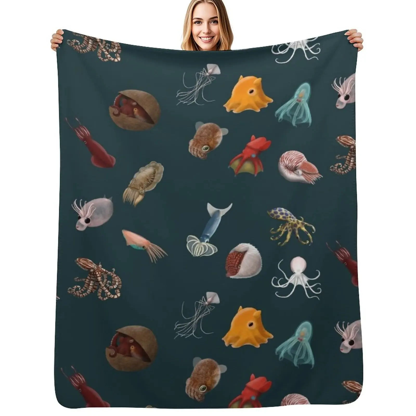 

Cephalopod Collection Throw Blanket Warm Throw Blanket Gift for Anniversary