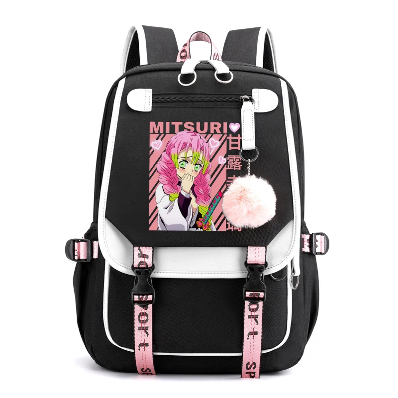 Hot Anime Kanroji Mitsuri Backpack Kids Boy Girl School Bags Casual Backpack Laptop Travel Bags