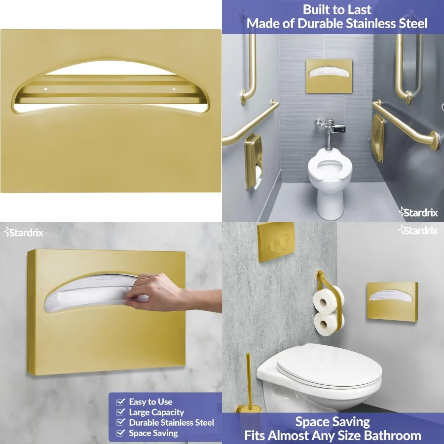 

Wall Mount Stainless Steel Toilet Seat Cover Dispenser for Commercial and Residential Use Large Capacity Holder with Single or