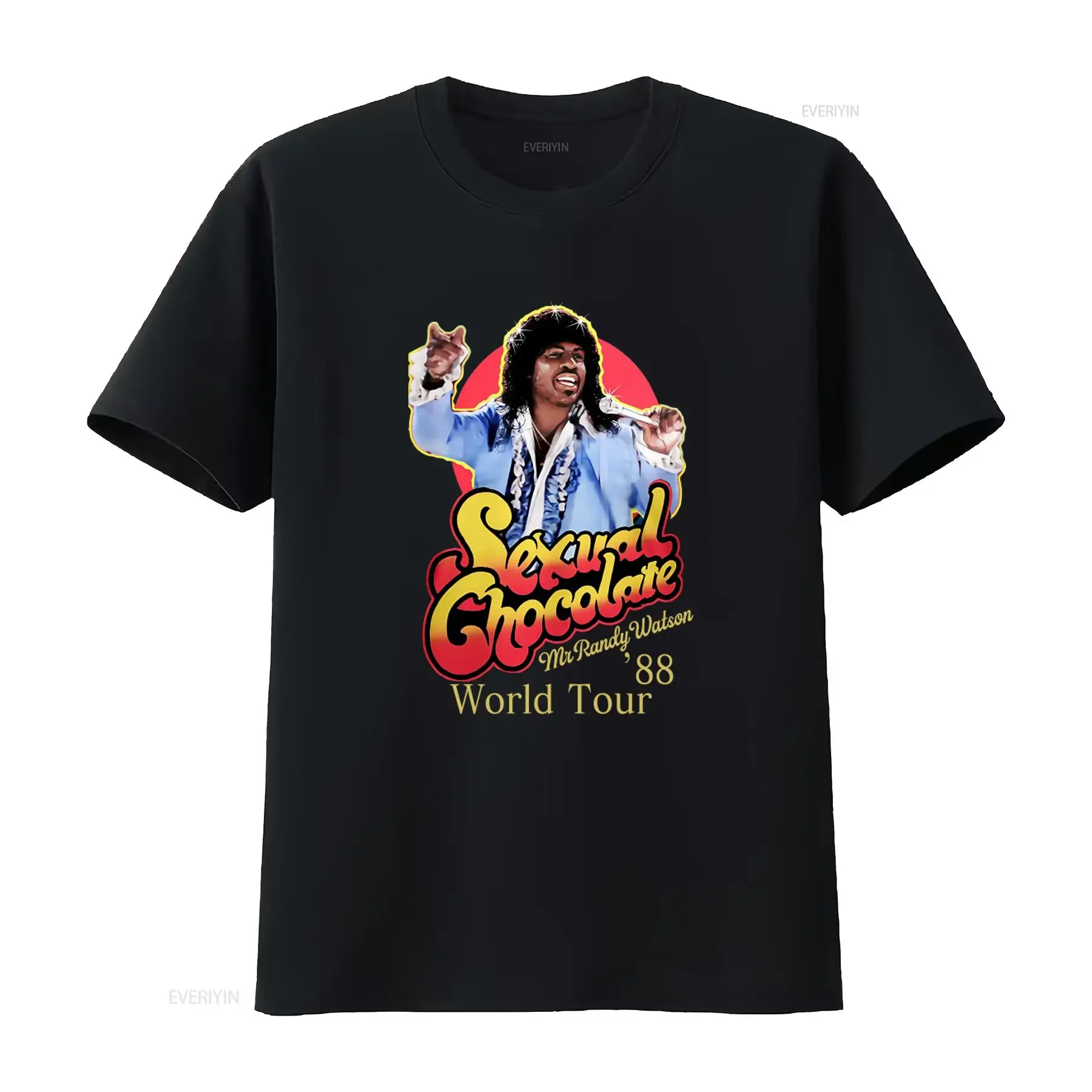 Sexual Chocolate Mr Randy Watson 88 World Tour T Shirt S 5XL Retro Design Pop Culture Print vintage Washed Breathable fashion