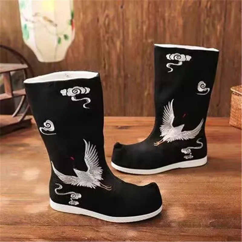 

Black White Warrior Boots Soap Boots Vintage Wuxia Warrior Knight Swordsman Ninja Cosplay Accessories Shoes