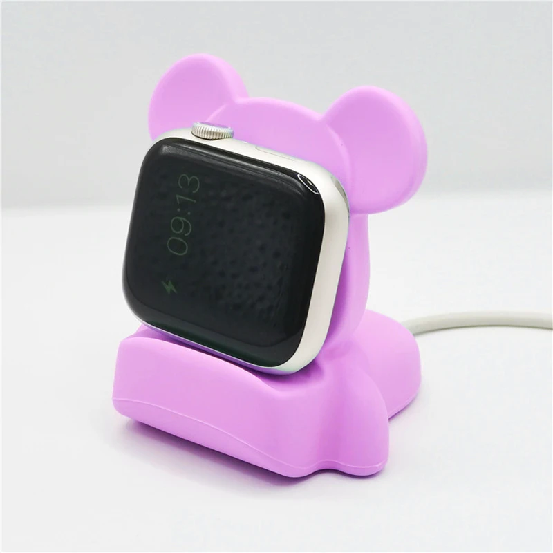 Silicone Charger Stand For Apple Watch Series Ultra 8 7 6 5 4 3 SE Iwatch Cartoon Cute Bear Charging Desktop Holder Accessories