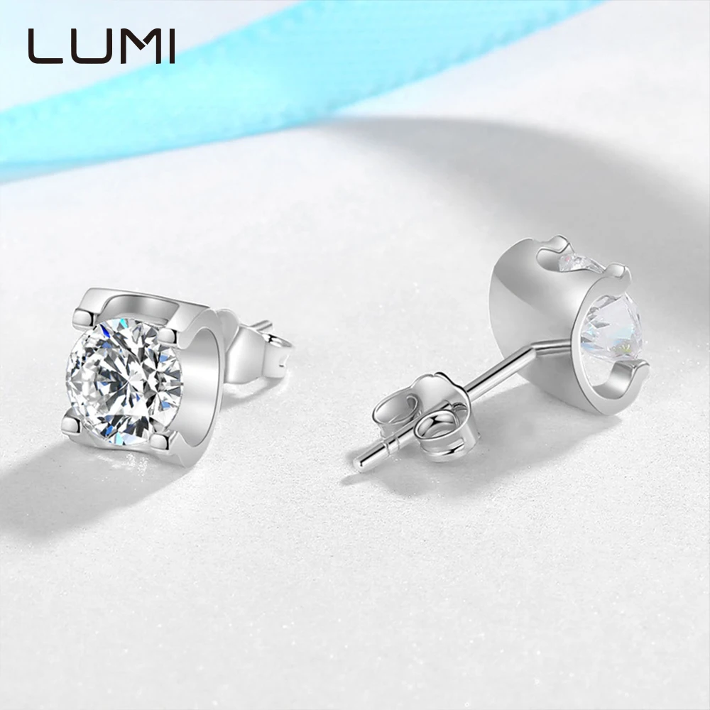 

0.5-2CT GRA Certified Moissanite Stud Earrings for Women U Shape 4 Claws Earrings 100% 925 Sterling Silver Wedding Jewelry
