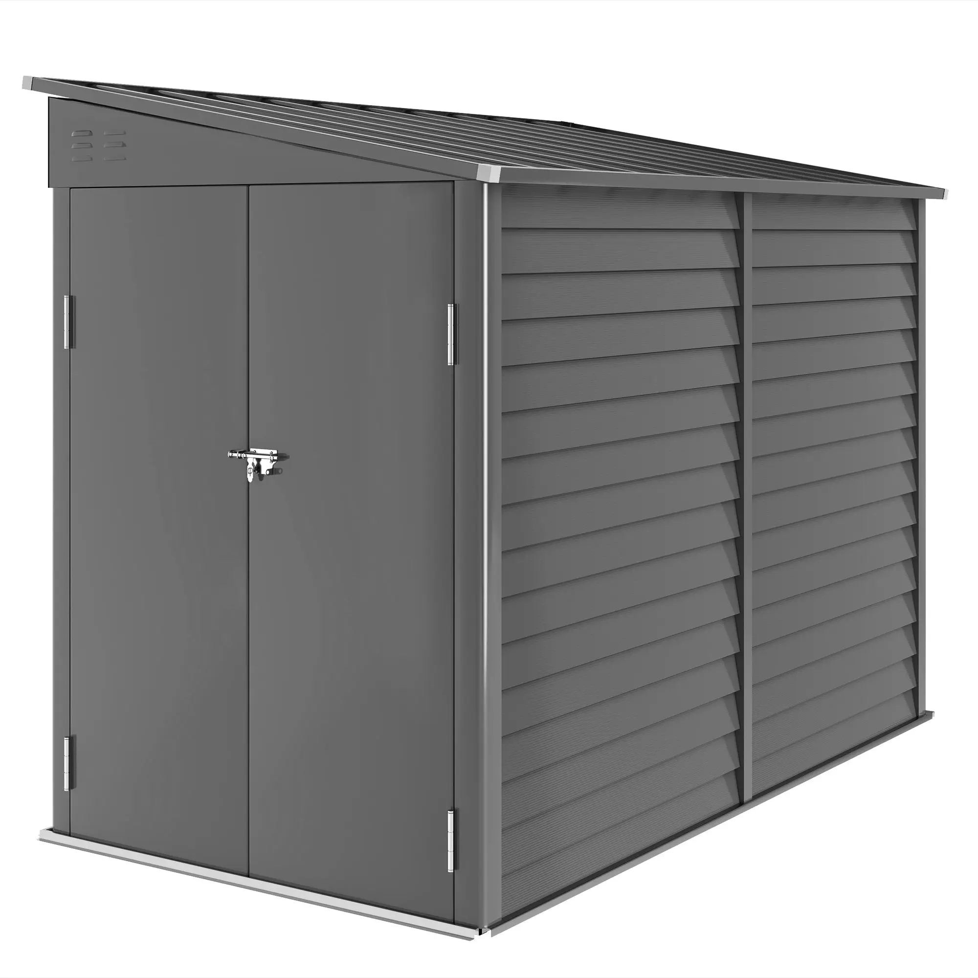 

For Outsunny 4.6' x 9' Outdoor Storage Shed, Lean to Metal Shed with Foundation Kit, Lockable Doors and Gloves for Patio, Lawn,