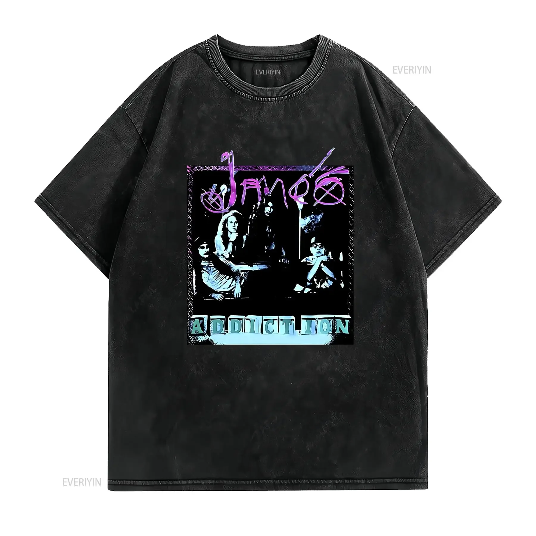 Vintage Grunge Janes Addiction Rock Band Print Casual Streetwear T Shirt vintage Washed homme Top For Everyday Wear graphic