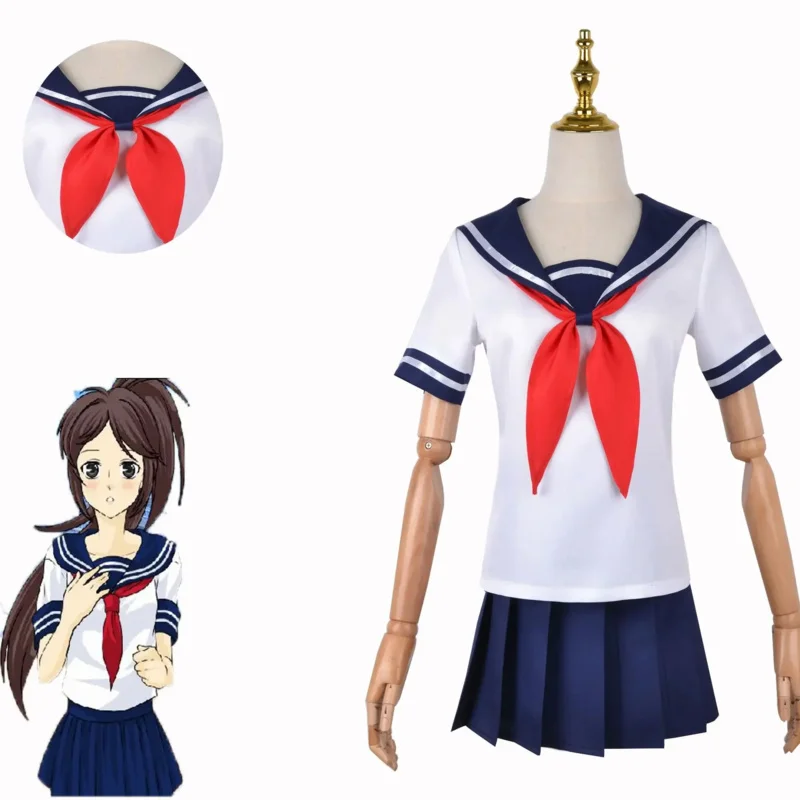 Gioco Yandere Simulator Ayano Aishi Cosplay Costume parrucca Jk scuola Sexy uniforme Halloween Set donna gonna Top Tie Socks Cos