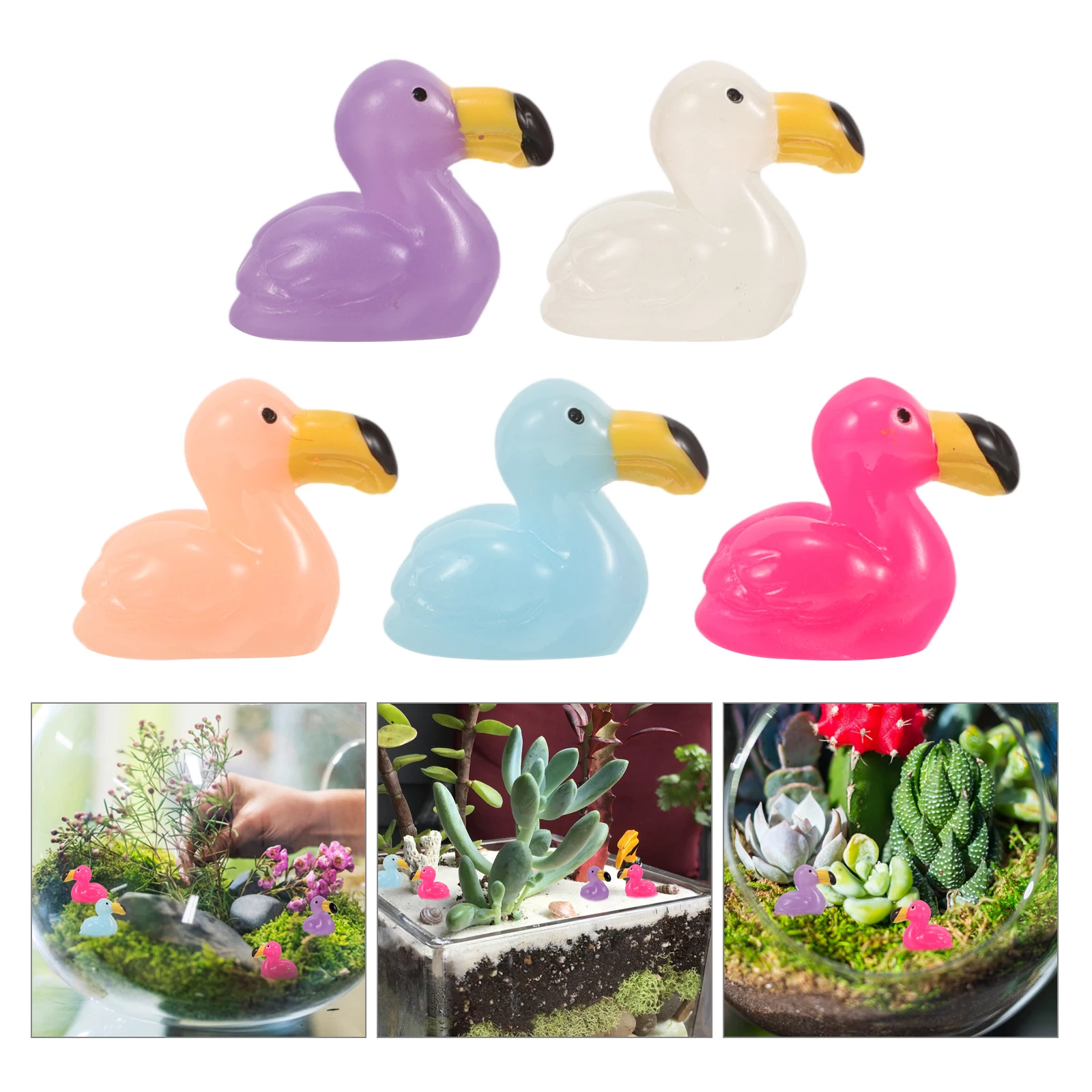 50 peças decoração de flamingo peças centrais estatuetas decorações de festa de mesa figuras jardim de fadas