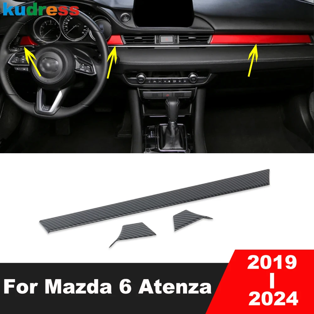 

Накладка на панель приборной панели центральной консоли автомобиля для Mazda 6 Atenza 2019 2020 2021 2022 2023 2024, аксессуары для интерьера из углеродного волокна