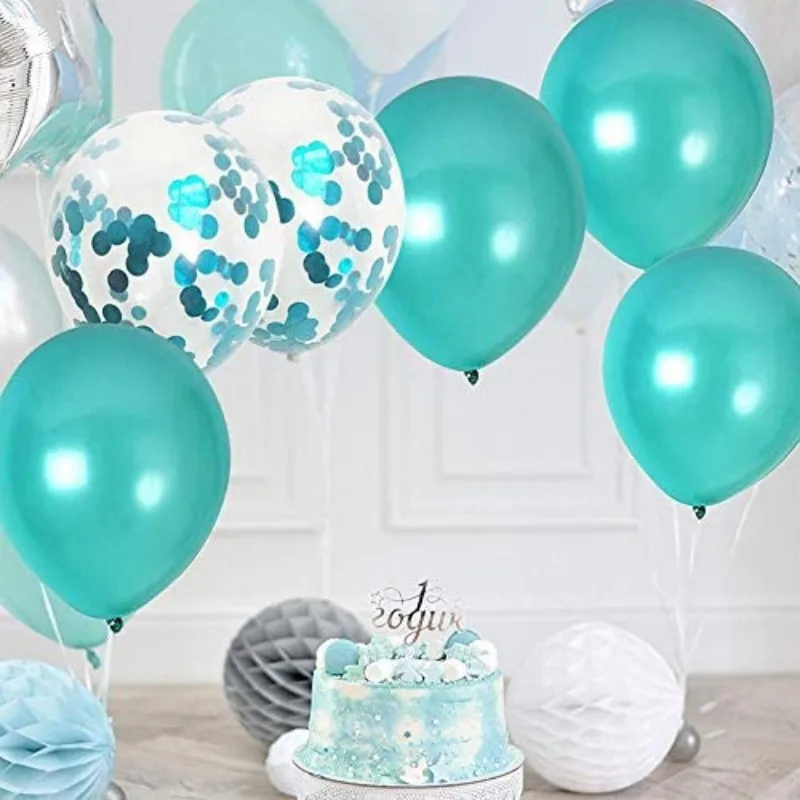 Teal Turquoise Balloons and Turquoise Confetti Balloons for Party Birthday Wedding Engagement Graduation Supplies
