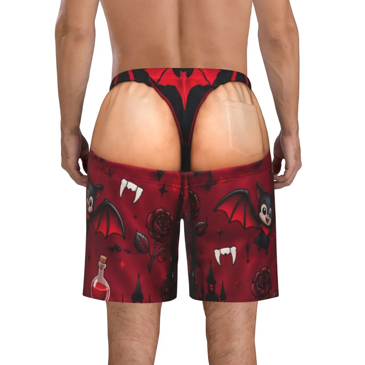 Funny Sexy Halloween Spider Web Spooky Men's Swim Trunks Quick Dry Bathing Suit Board Shorts Mesh Lining Beach Swimwear