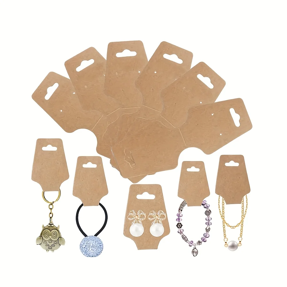 Cartes de présentation de bijoux rigides, 100 pièces, supports de vitrine en carton épais pour l'emballage de détail de bracelets, colliers, porte-clés