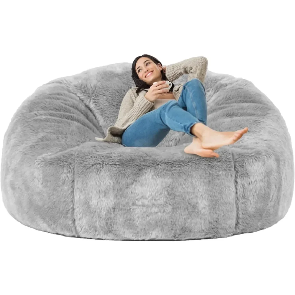 

Giant Bean Bag Chair Cover (Cover only, No Filler) Soft Faux RH Fur Sofa Bed Cover Washable Bean Bag Couch Cover for Adult