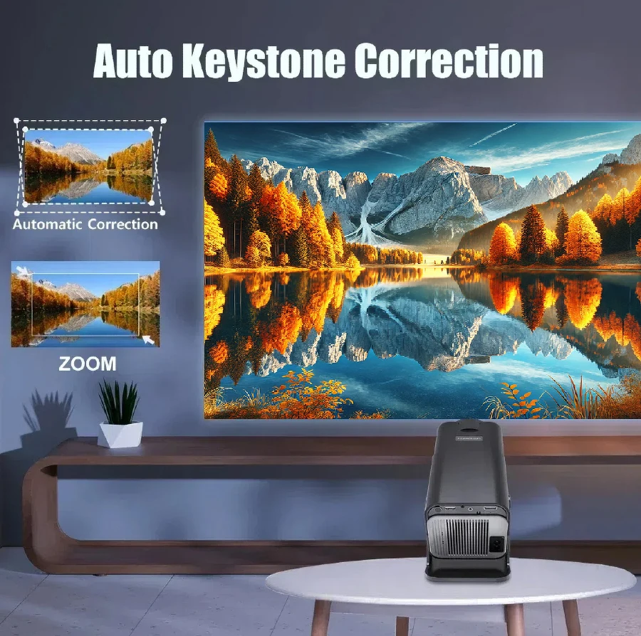 Mini Projetor Portátil 4K 1080P Full HD 5G WiFi 6 BT5.0 Correção Horizontal Automática 180 °   Projetor inteligente externo giratório
