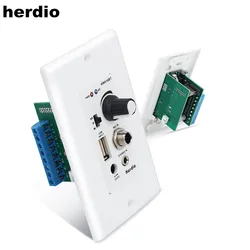 Herdio Bluetooth-Wandverstärker, 4 Kanäle, Lautstärkeregler, Wandplatte, USB/Mikrofon/AUX, 3,5 mm Eingänge, verbinden Sie 4 Lautsprecher mit 12 V, 3 A