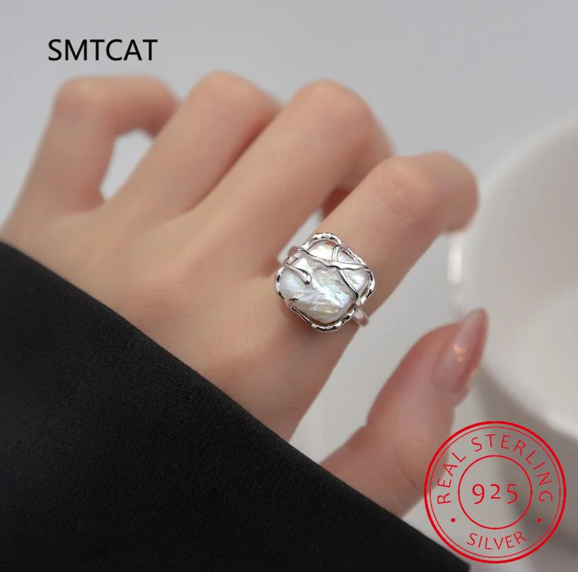 Irregular Water Drop Square Ring 925 Sterling Silver Fashion Adjustable Size 6-8 Finger Rings For Women Fine Jewelry R00133
