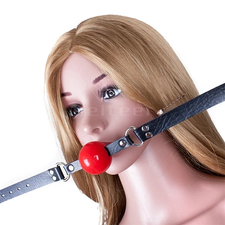 42mm Open Mouth Ball Gag Strap Solid Silicone PU Leather Oral Harness Ball BDSM Slave Erotic Games Toy Adult Accessories
