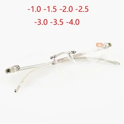 Acrylic Lens Rimless Finished Myopia Glasses Women Men TR90 Ultra Thin Soft Frame Nearsighted Eyeglasses Unisex -1.0 To -4.0