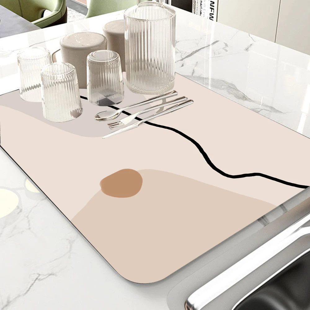 Tableware Drying Mat Soft Super Absorbent Non-slip Wear-resistant Drain Pad Coffee Machine Mat for Kitchen Table Courtyard Decor